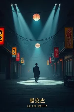 《长夜灯火》都市悬疑剧竖版海报，深夜便利店的暖色灯箱
